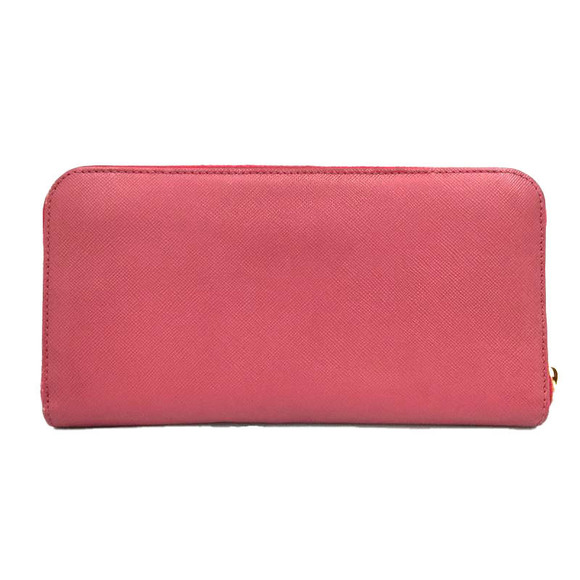 Prada Saffiano Ribbon Pink Zip Wallet Long  K - Picture 1 of 9